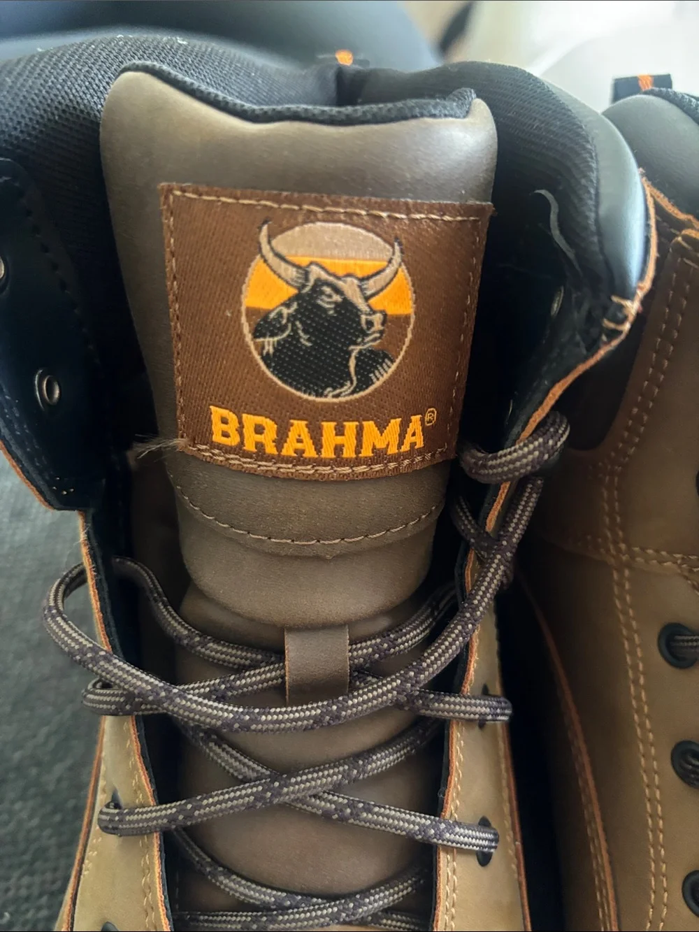 Brahma Tan Work Boots with Green Outsole